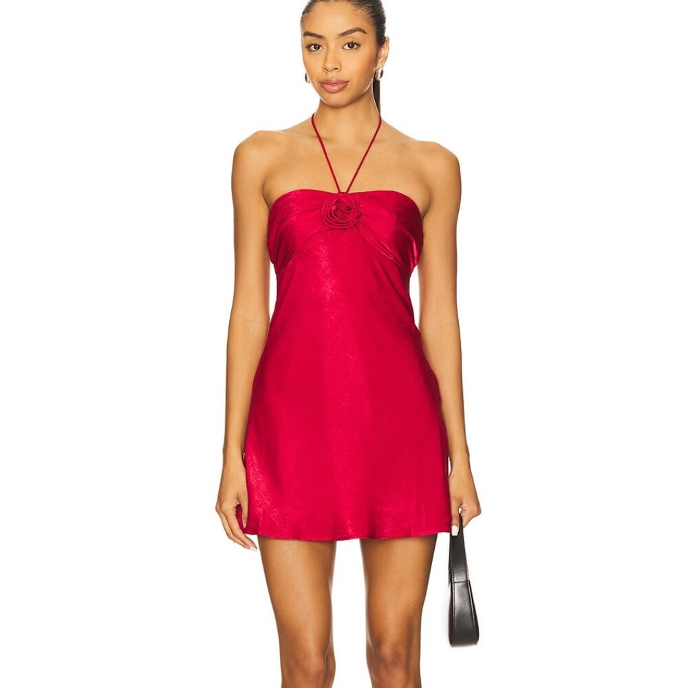 More to Come Arie Mini Dress - Size M Red Satin